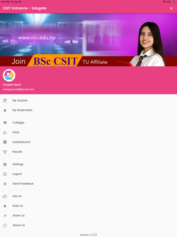 CSIT Entrance - Edugate iPad screenshot
