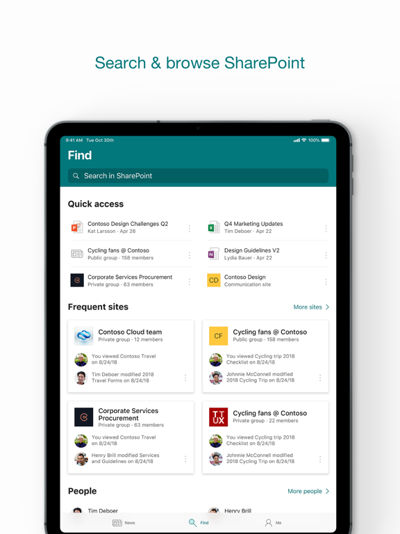Microsoft SharePoint iPad app afbeelding 1