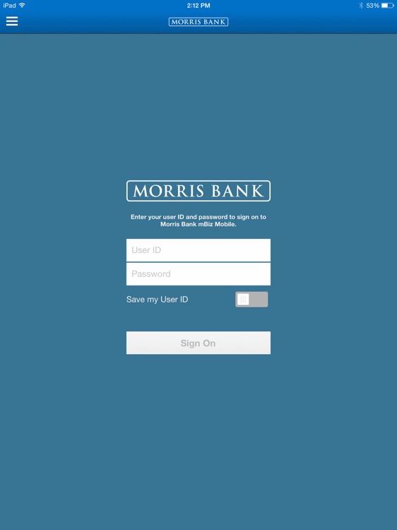 Morris Bank mBiz for iPad