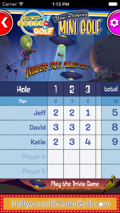 Hollywood Drive-In Scorecard Screenshot