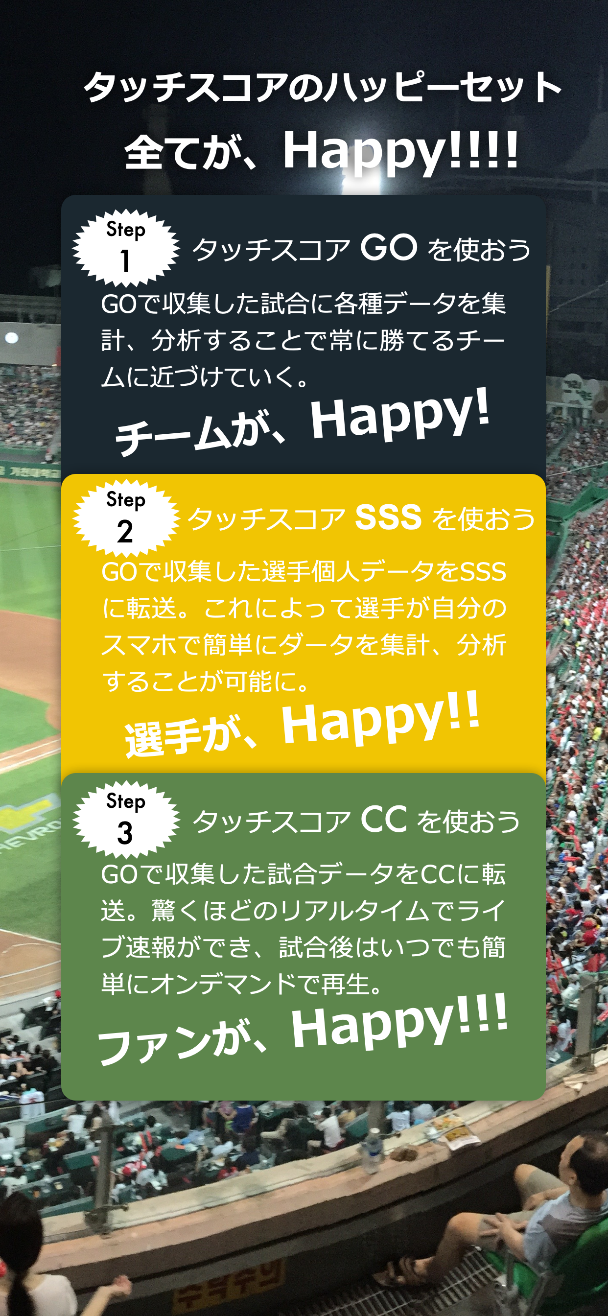 野球チームはタッチスコア GO