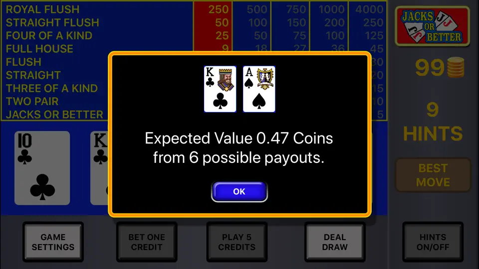 Capture d'écran de Video Poker Strategy sur iPhone 3