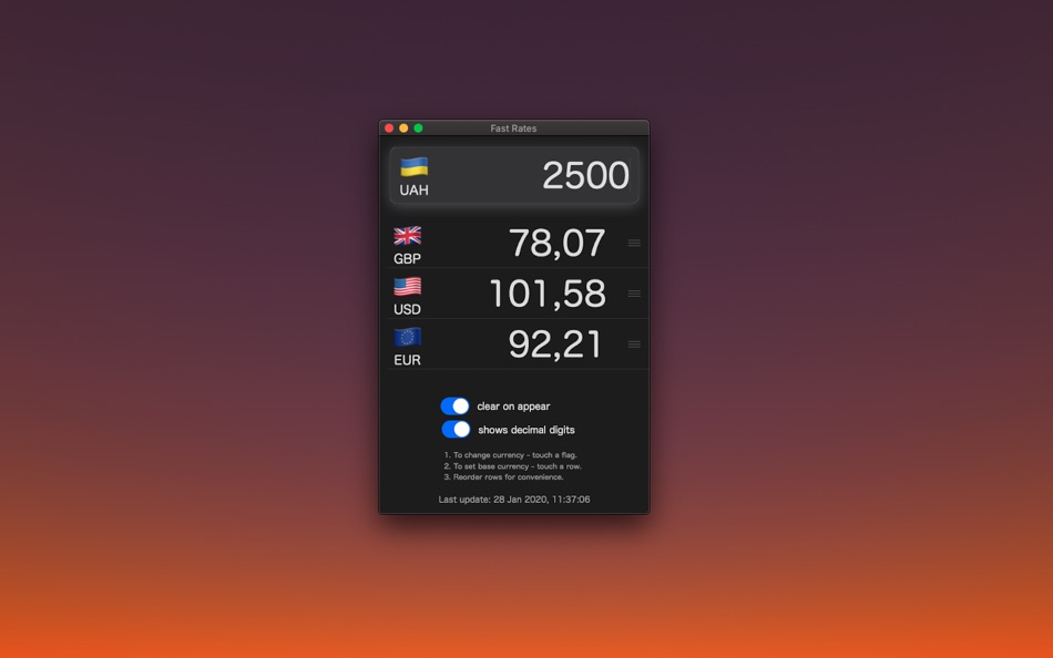 Fast Rates - currency convert - 2.2 - (macOS)