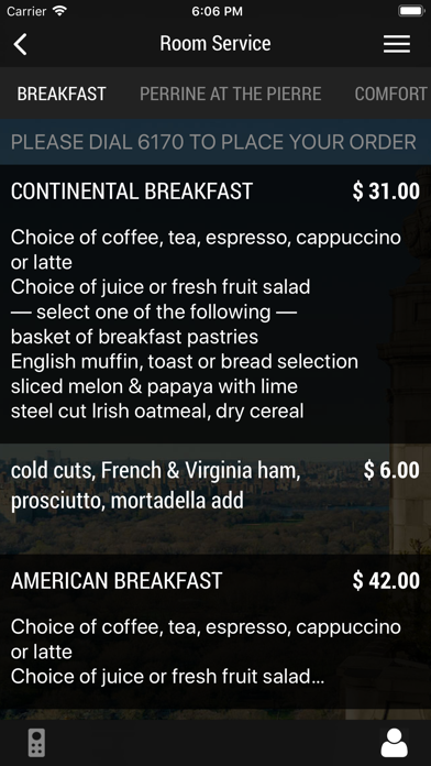 The Pierre Hotel NY Mobile App Screenshot