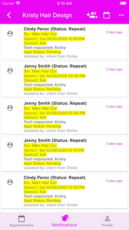 Scheduling/Clients Management