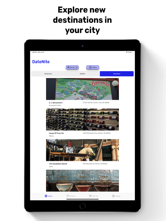 DateNite: Unique Date Planner iPad screenshot 1 - Food & Drink app