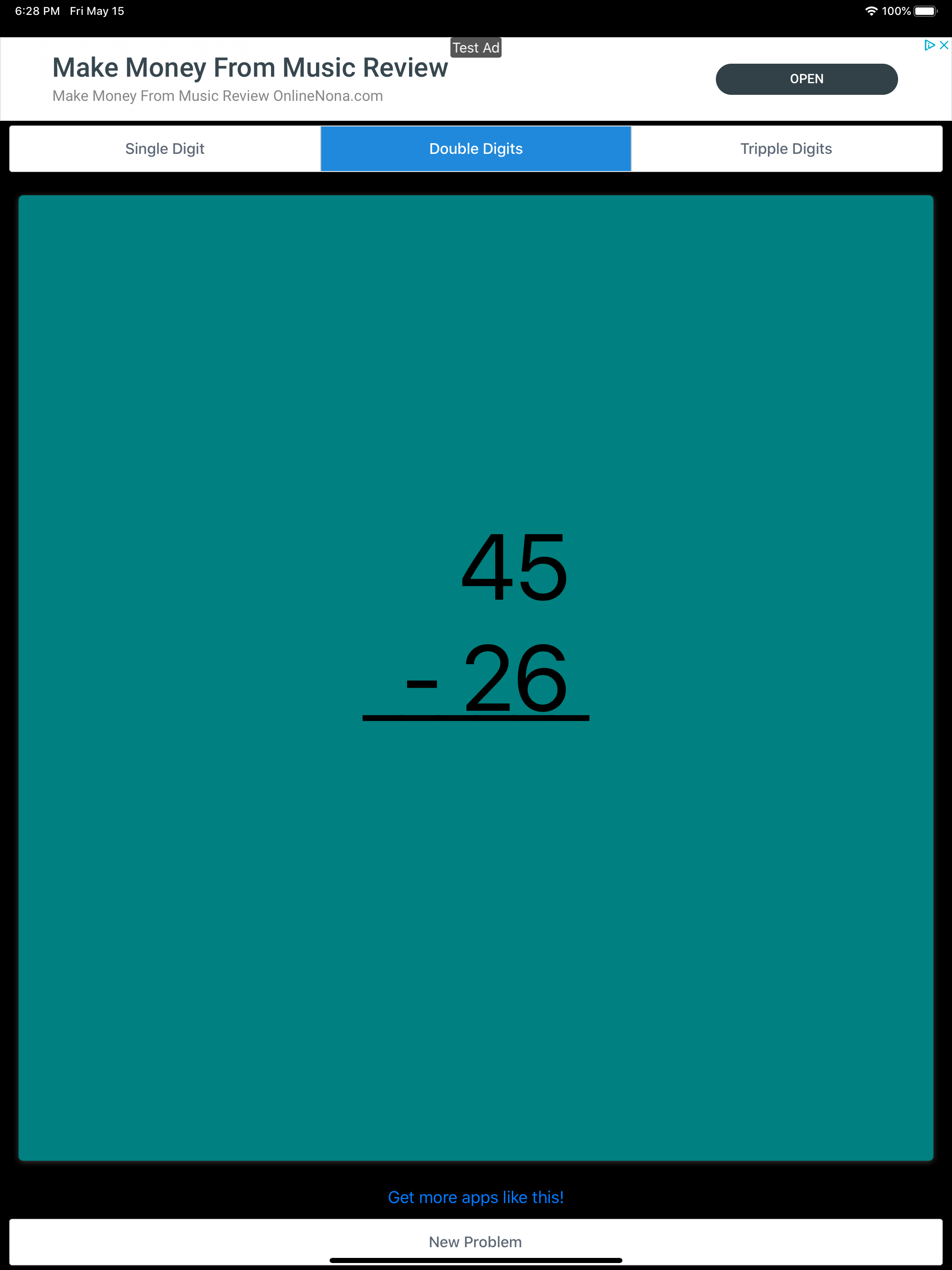 Subtraction Math Flashcards