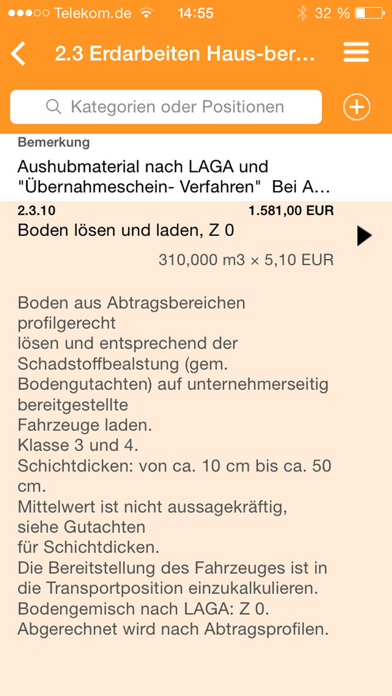 iGAEB-Aufmaß Screenshot