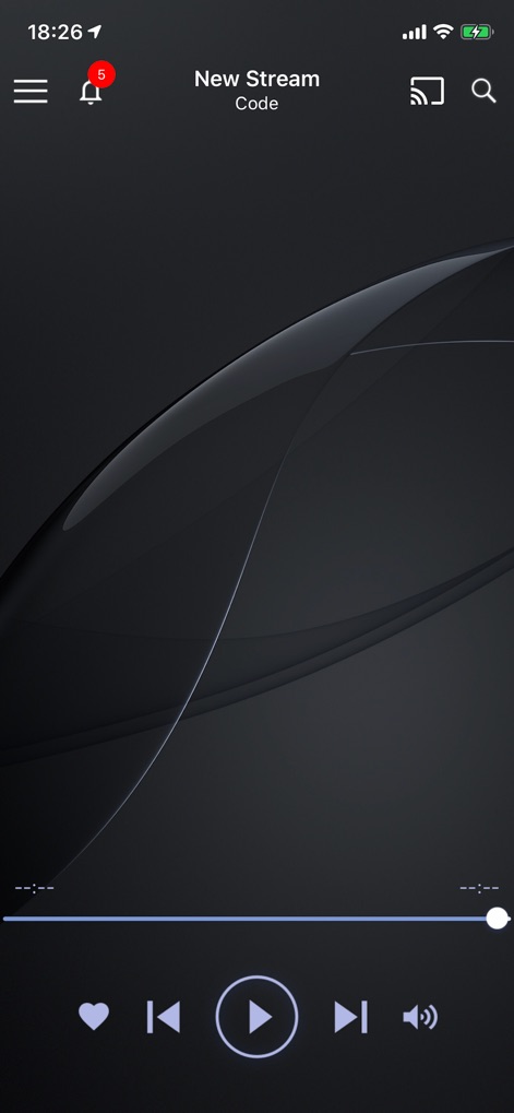 Live Player - AI media player - Uma visualização da interface minimalista do player aguardando a seleção de mídia, com os controles de navegação claramente visíveis e acessíveis na parte inferior da tela.