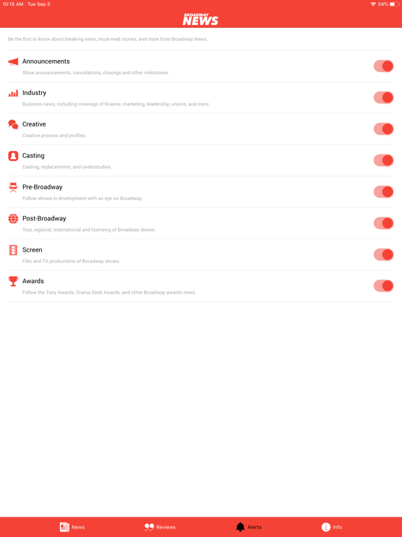 Broadway News iPad screenshot 4 - Entertainment app