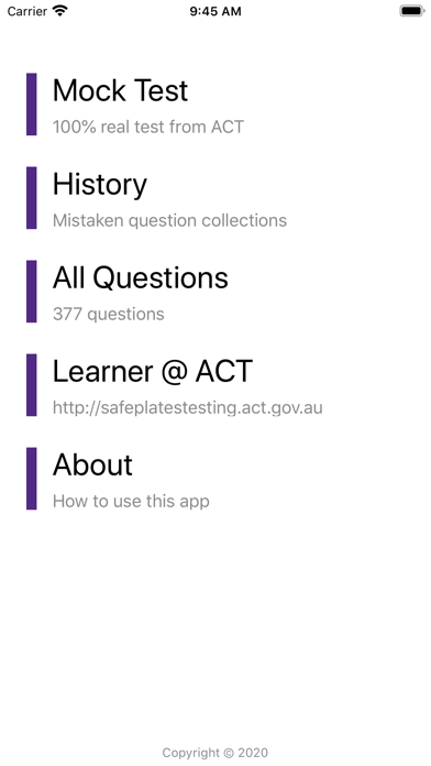 Screenshot #1 pour Learner driver knowledge ACT