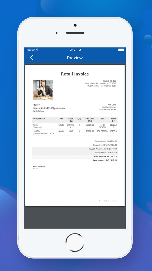 #4. Quick Invoice Maker (iOS) 由: Guru Technolabs