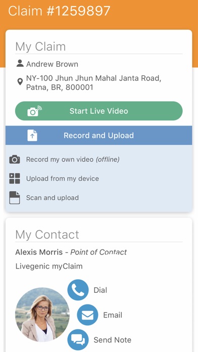 Livegenic myClaim Screenshot