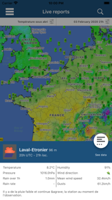 Infoclimat - live weather screenshot