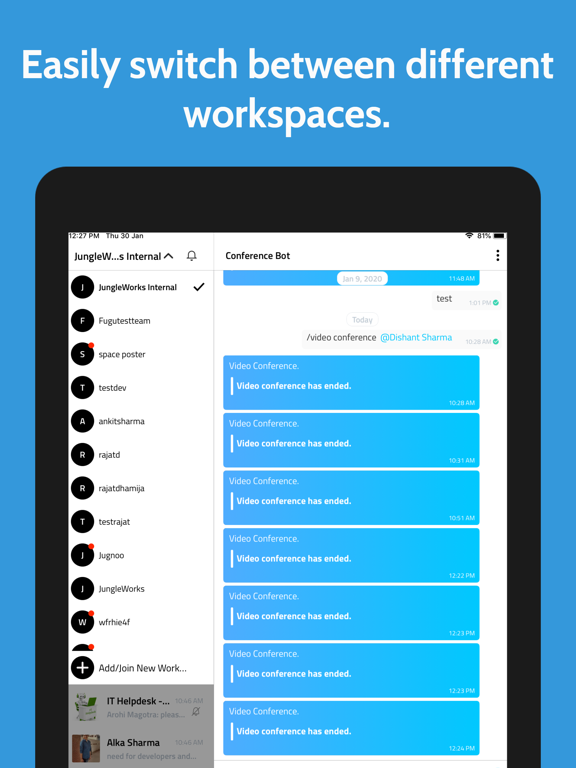 Fugu - Simple Work Chat iPad screenshot 5 - Business app