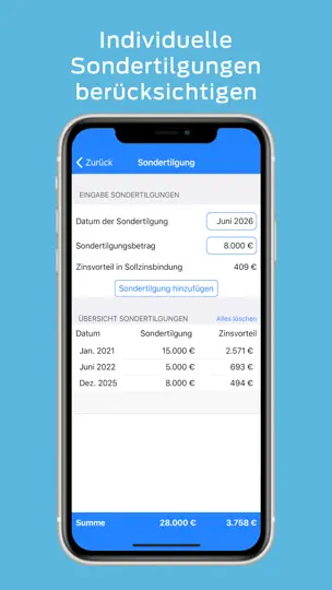 Screenshot von Hypothekenrechner HypoPlaner auf dem iPhone 8