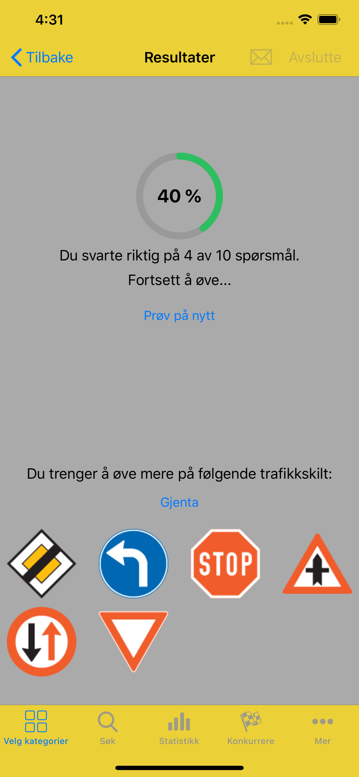 Trafikkskilt Quiz Lite