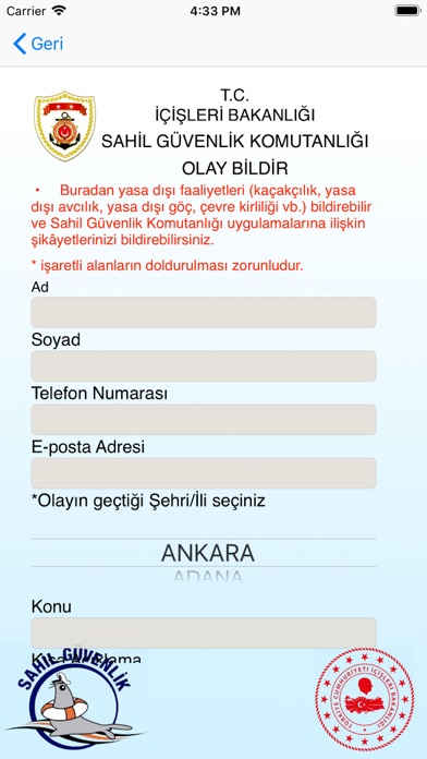Sahil Güvenlik Mobil Uygulama Screenshot