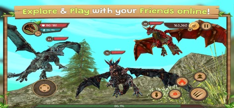 Dragon Sim Online - Experience seamless multiplayer, where players can join friends to explore the vast world together, clearly showing multiple player dragons interacting in the environment.