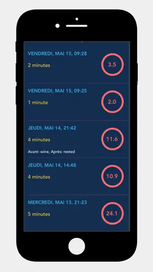 Capture d'écran de HRV4Biofeedback sur iPhone 7