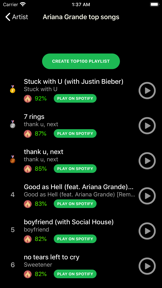 Top 100 for Spotify screenshot