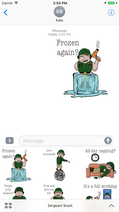Screenshot of Sergeant Snark Stickers