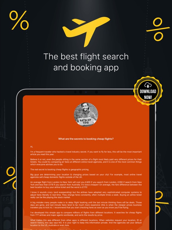 Hot Deals: Book Cheap Flights iPad screenshot 5 - Travel app