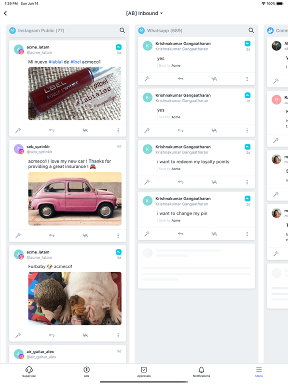 Sprinklr iPad screenshot