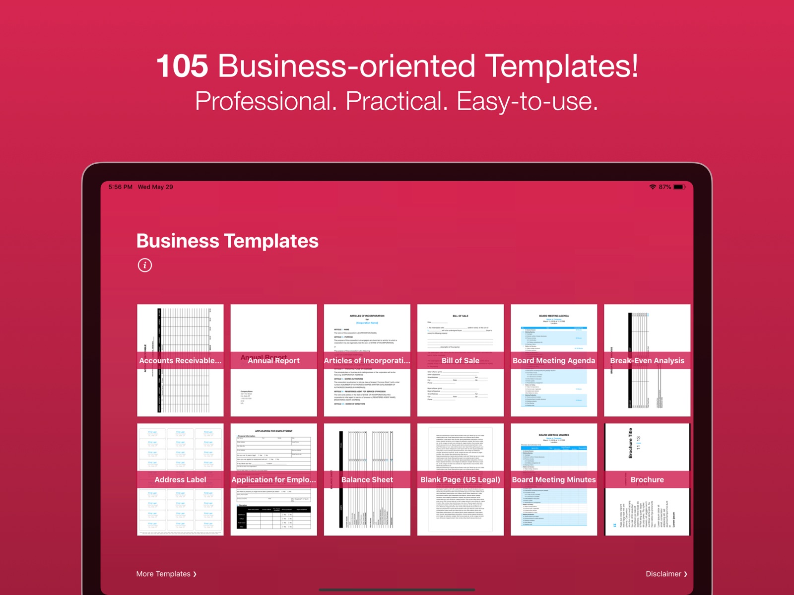 Business Templates for Pages ipad screenshot 1
