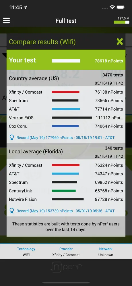 nPerf internet speed test
