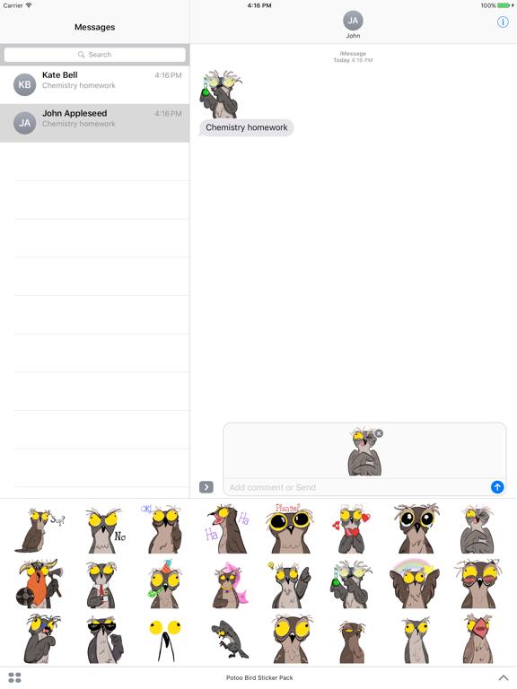 Potoo Bird Sticker Pack iPad screenshot 4 - Stickers app