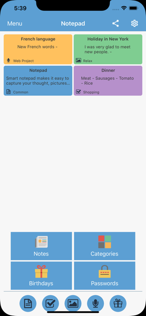 Notepad: notes, checklist
