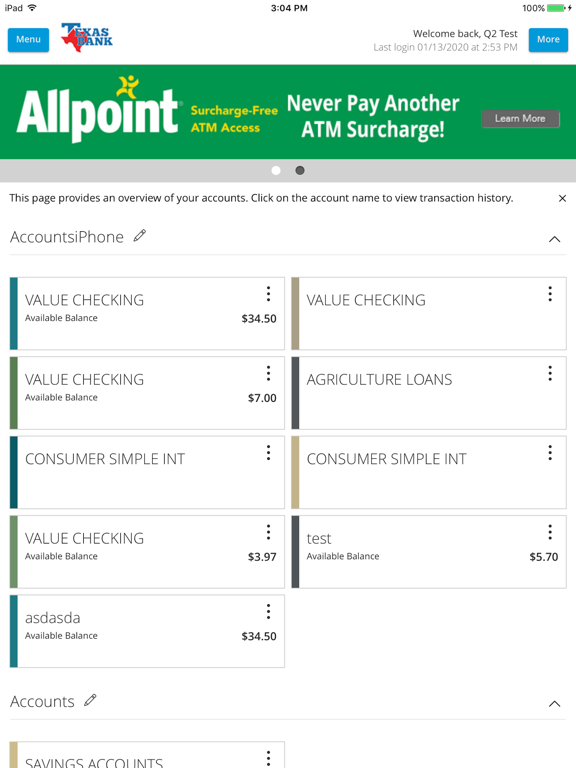 Texas Bank Mobile iPad screenshot 3 - Finance app