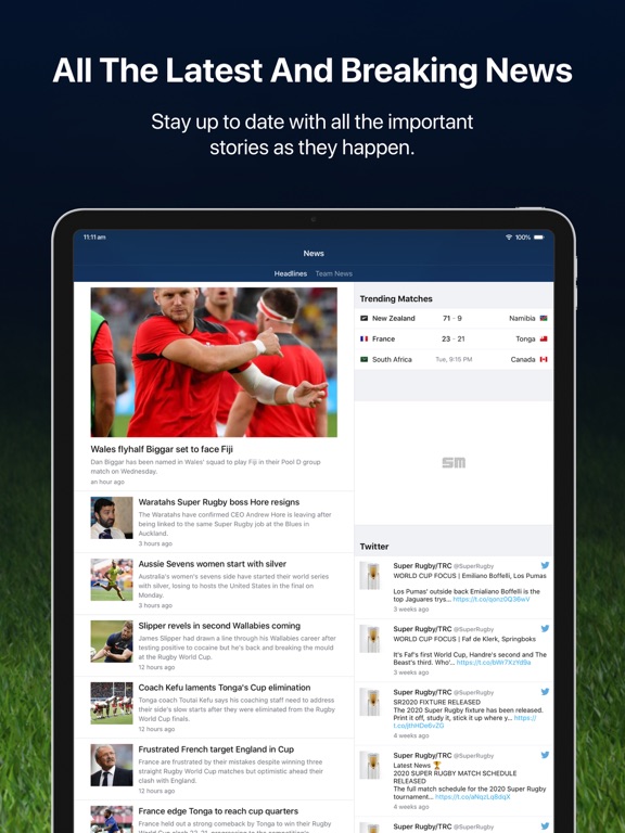 Union Live for iPad iPad screenshot 5 - Sports app