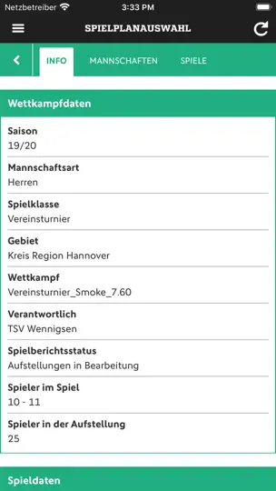 Screenshot von DFBnet auf dem iPhone 6