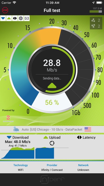 nPerf internet speed test