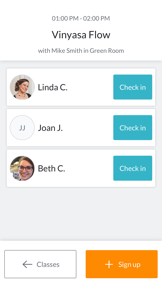 Mindbody Check-In screenshot