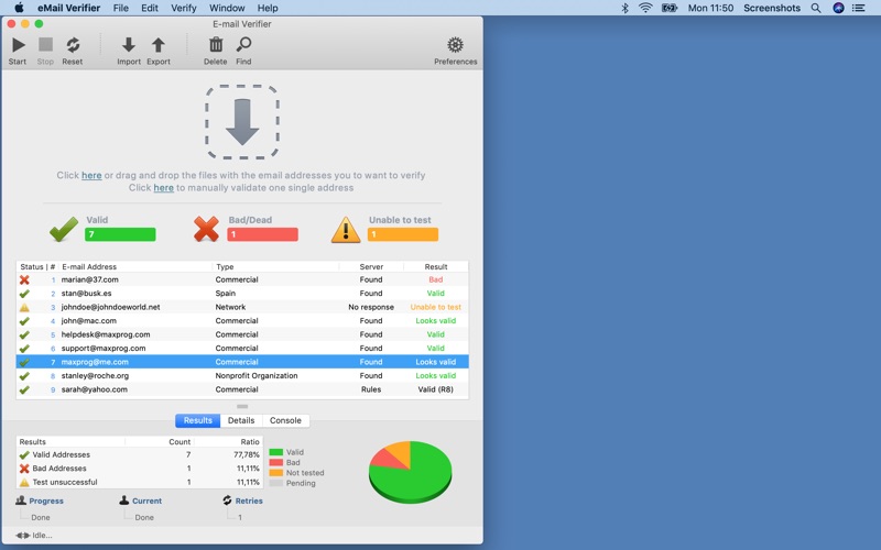 eMail Verifier Screenshot