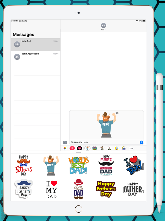 Happy Fathers Day Celebrations iPad screenshot 4 - Stickers app