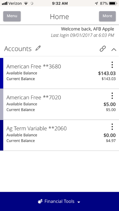 American Federal Bank Screenshot
