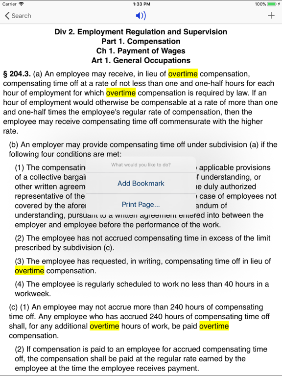 CA Labor Code 2026 iPad screenshot 4 - Reference app