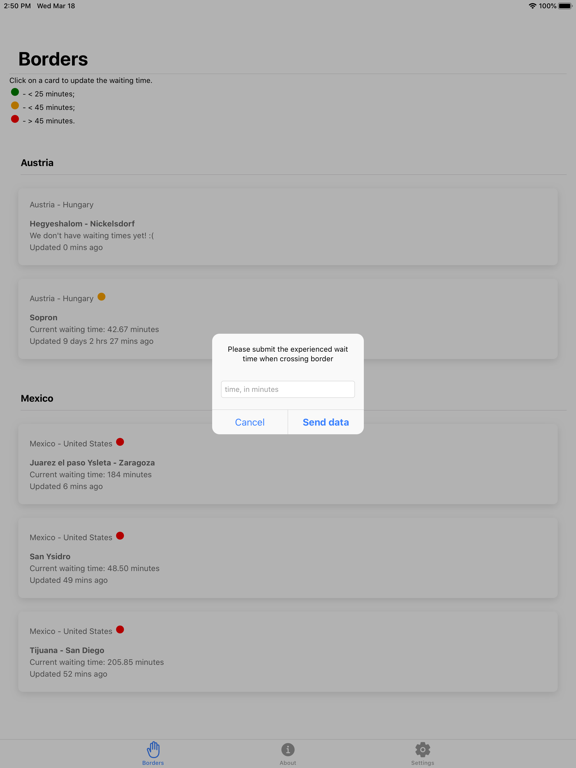 Border Waiting Times iPad screenshot 5 - Utilities app
