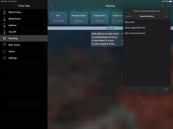 Trimix Tools iPad app afbeelding 9