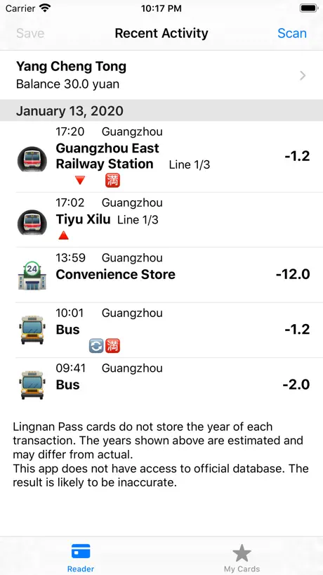 Trip Reader (NFC)