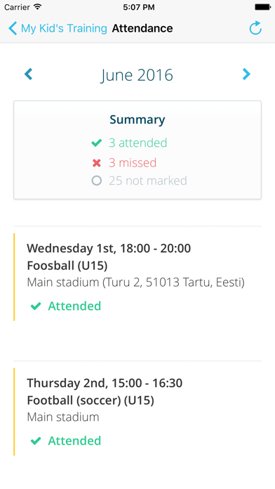 Sportlyzer Parent App Screenshot