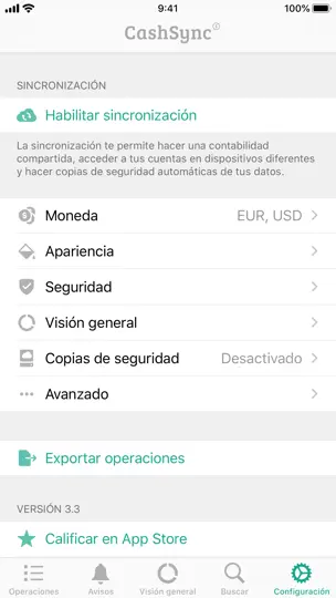 Captura de pantalla de CashSync en iPhone 8
