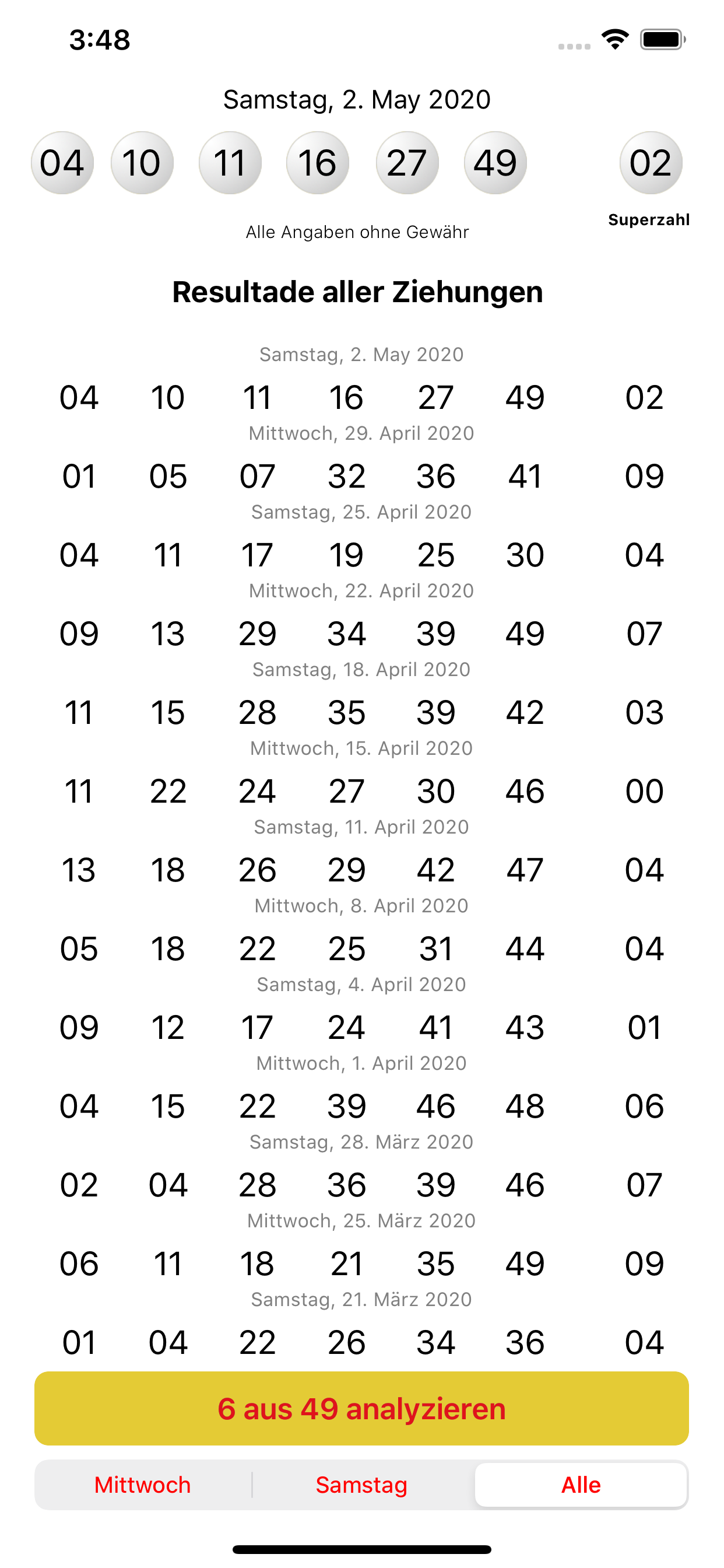 6 aus 49 analysieren