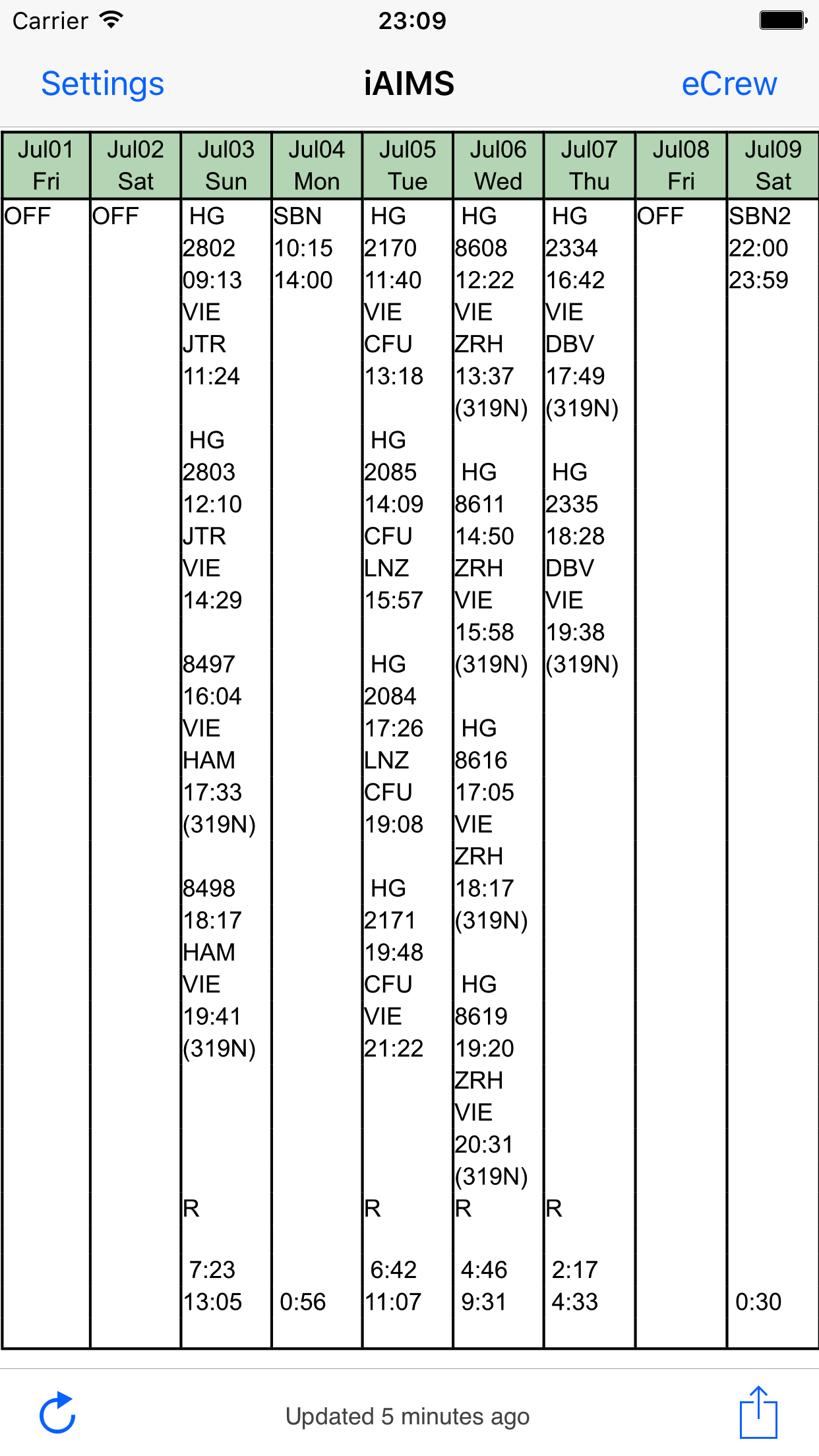 iAIMS Crew Roster Viewer