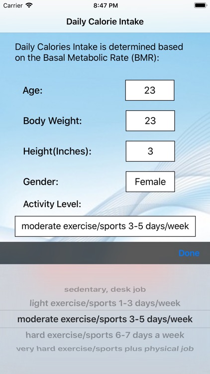 Daily Calorie Intake