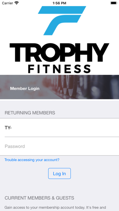 Trophy Fitness Member Portal Screenshot